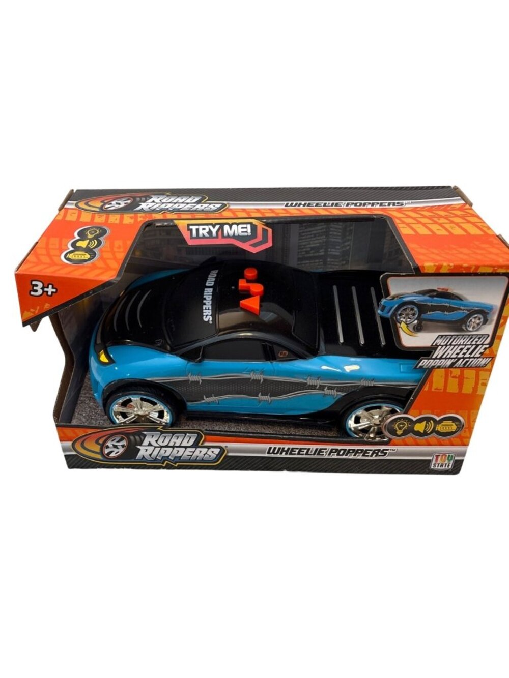 Road Rippers Wheelie Poppers Toy Car Blue With Lights & Sounds For Ages 3+